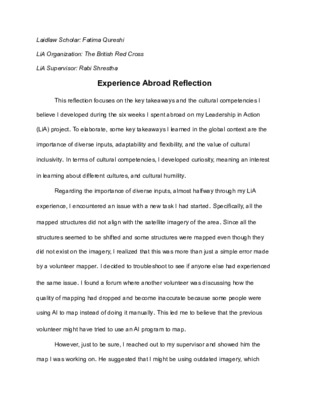 Experience Abroad Reflection