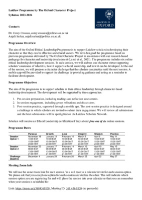 Programme Syllabus 2023-2024