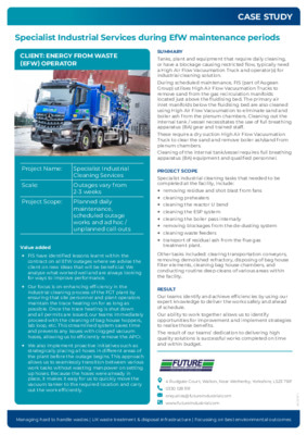 Sector Leader in Specialist Industrial Services for EfW Shutdowns