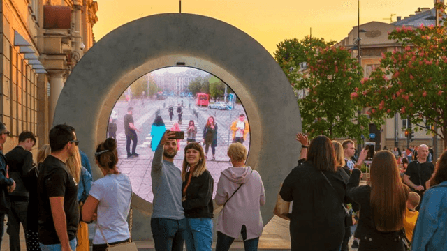 Art installation "The Portal" opens, then closes in New York City and Dublin
