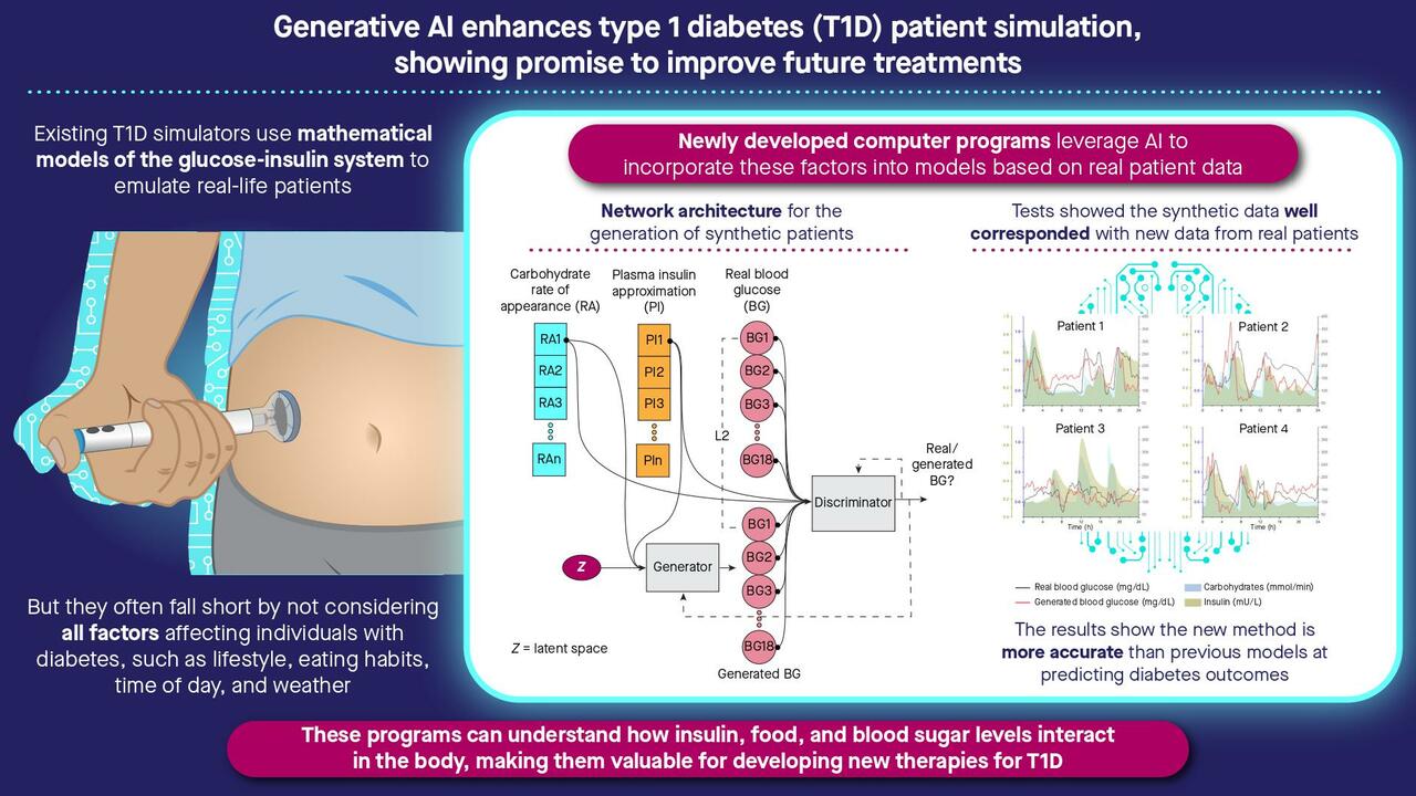 Generative deep learning for the development of a type 1 diabetes simulator