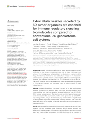 Extracellular vesicles secreted by 3D tumor organoids are enriched for immune regulatory signaling biomolecules compared to conventional 2D glioblastoma cell systems