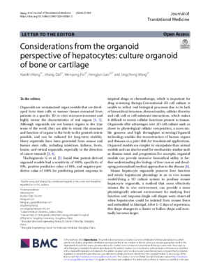 Considerations from the organoid perspective of hepatocytes: culture organoid of bone or cartilage