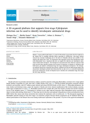 A 3D organoid platform that supports liver-stage P.falciparum infection can be used to identify intrahepatic antimalarial drugs