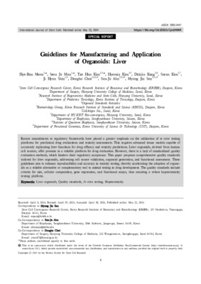 Guidelines for Manufacturing and Application of Organoids: Liver