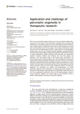 Application and challenge of pancreatic organoids in therapeutic research