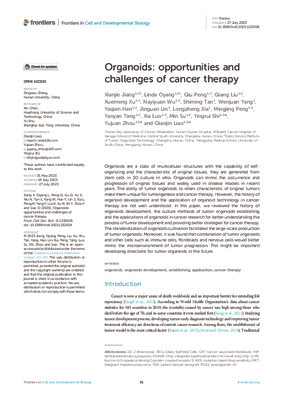 Organoids: opportunities and challenges of cancer therapy