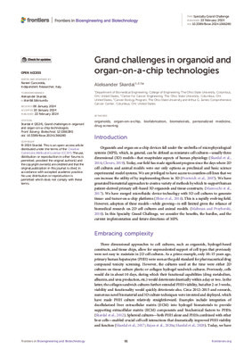 Grand challenges in organoid and organ-on-a-chip technologies