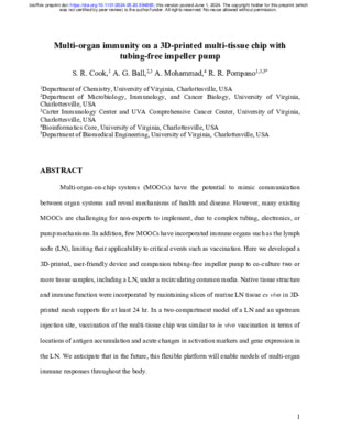 Multi-organ immunity on a 3D-printed multi-tissue chip with tubing-free impeller pump