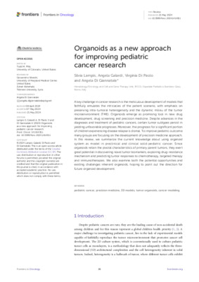 Organoids as a new approach for improving pediatric cancer research