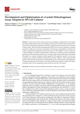 Development and Optimization of a Lactate Dehydrogenase Assay Adapted to 3D Cell Cultures