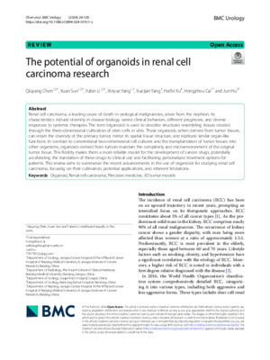 The potential of organoids in renal cell carcinoma research