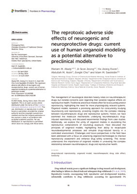 The reprotoxic adverse side effects of neurogenic and neuroprotective drugs: current use of human organoid modeling as a potential alternative to preclinical models