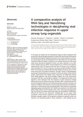 A comparative analysis of RNA-Seq and NanoString technologies in deciphering viral infection response in upper airway lung organoids