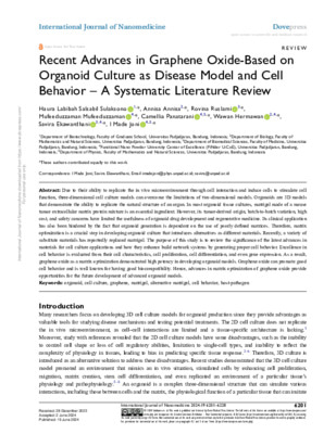 Recent Advances in Graphene Oxide-Based on Organoid Culture as Disease Model and Cell Behavior - A Systematic Literature Review