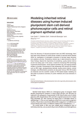 Modeling inherited retinal diseases using human induced pluripotent stem cell derived photoreceptor cells and retinal pigment epithelial cells