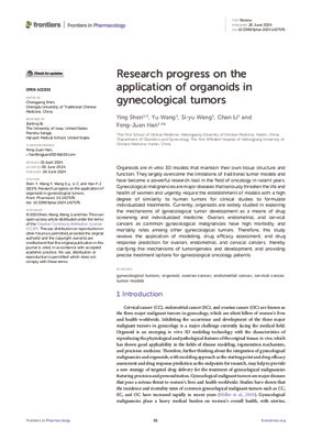 Research progress on the application of organoids in gynecological tumors