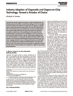 Advanced Biology - 2023 - Homan - Industry Adoption of Organoids and Organs‐on‐Chip Technology  Toward a Paradox of Choice
