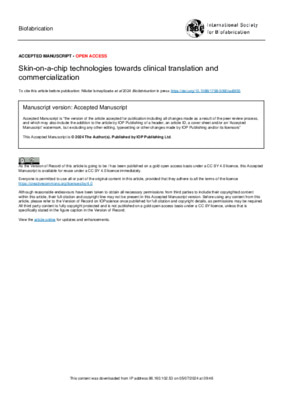 Skin-on-a-chip technologies towards clinical translation and commercialization