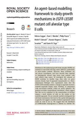 An agent-based modelling framework to study growth mechanisms in EGFR-L858R mutant cell alveolar type II cells