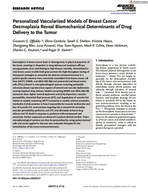 Personalized Vascularized Models of Breast Cancer Desmoplasia Reveal Biomechanical Determinants of Drug Delivery to the Tumor