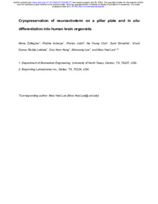 Preprint: Cryopreservation of neuroectoderm on a pillar plate and in situ differentiation into human brain organoids