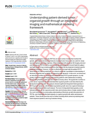 Proof read: Understanding patient-derived tumor organoid growth through an integrated imaging and mathematical modeling framework