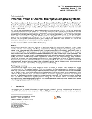 Potential value of animal microphysiological systems