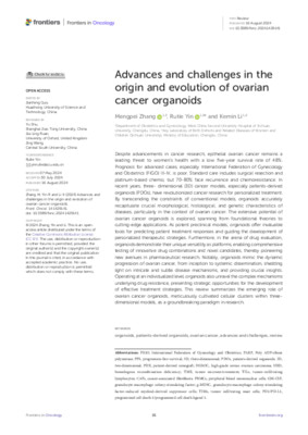 Advances and challenges in the origin and evolution of ovarian cancer organoids