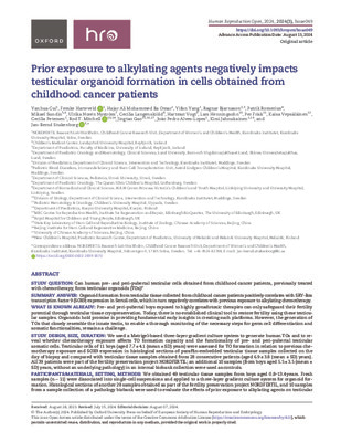 Prior exposure to alkylating agents negatively impacts testicular organoid formation in cells obtained from childhood cancer patients