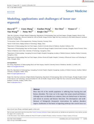 Modeling, applications and challenges of inner ear organoid