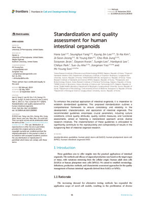 Standardization and quality assessment for human intestinal organoids