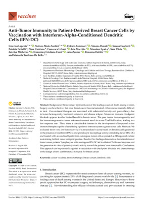 Anti-Tumor Immunity to Patient-Derived Breast Cancer Cells by Vaccination with Interferon-Alpha-Conditioned Dendritic Cells (IFN-DC)