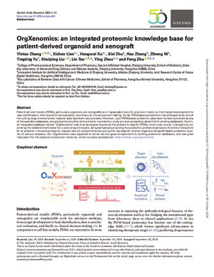 OrgXenomics: an integrated proteomic knowledge base for patient-derived organoid and xenograft