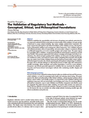 The Validation of Regulatory Test Methods – Conceptual, Ethical, and Philosophical Foundations