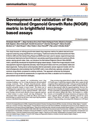 Development and validation of the Normalized Organoid Growth Rate (NOGR) metric in brightfield imaging-based assays