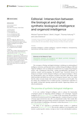 Editorial: Intersection between the biological and digital: synthetic biological intelligence and organoid intelligence