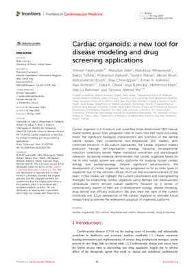Cardiac organoids: a new tool for disease modeling and drug screening applications