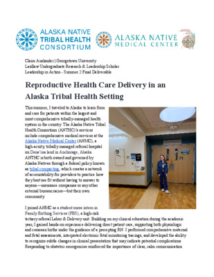 Reproductive Health Care Delivery in an Alaska Tribal Health Setting: LiA Final Showcase