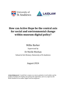 Research Essay - How can Active Hope be the central axis for social and environmental change within museum digital policy?