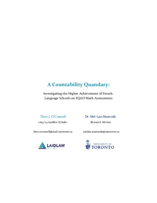 A Countability Quandary: Investigating the Higher Achievement of French-Language Schools on EQAO Math Assessments