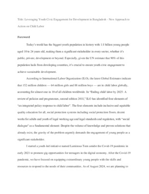 Action on Child Labor in Bangladesh