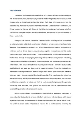 Final Laidlaw Reflection