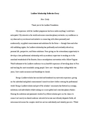 Laidlaw Scholarship Reflective Essay