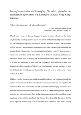 Laidlaw Research Essay: Bites of Assimilation and Belonging: The role(s) of food in the assimilation experiences of Edinburgh’s Chinese/ Hong Kong diaspora