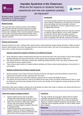 Imposter Syndrome in the Classroom - Research Poster