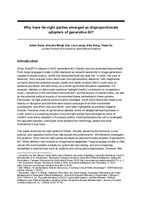 Why have far-right parties emerged as disproportionate adopters of generative AI