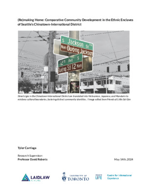 Project Outline: (Re)making Home: Comparative Community Development in the Ethnic Enclaves of Seattle’s Chinatown-International District