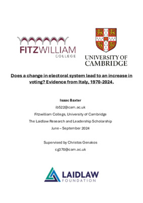 Does a change in Electoral System lead to an increase in voting - Evidence from Italy, 1970-2024