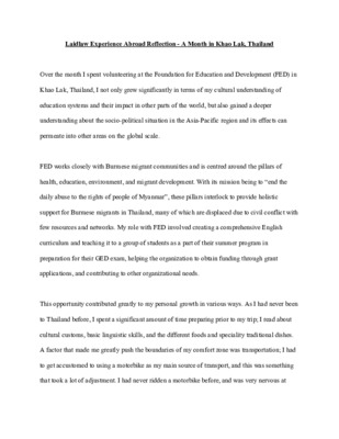 Experience Abroad Reflection 